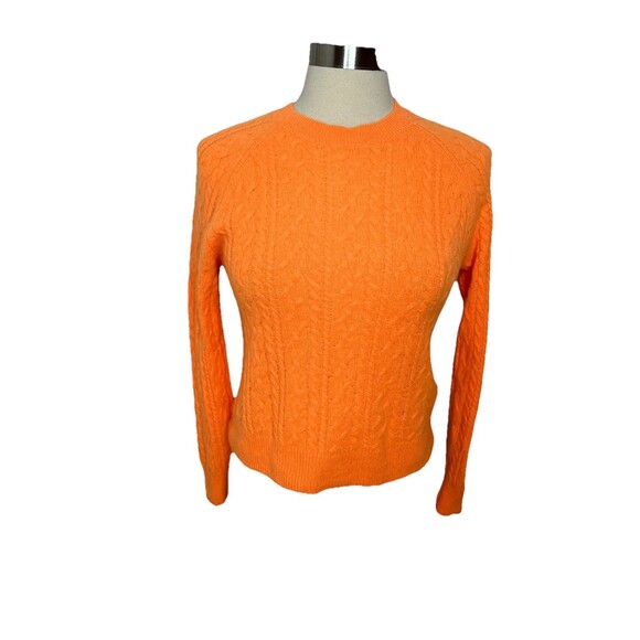 J Crew Cashmere cropped cable-knit crewneck sweater small Orange - Picture 2 of 11